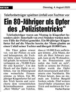 20200804 Klagenfurt 80-Jähriger fällt auf Telefon-Polizei-Trick herein-10k€ Schaden.jpg